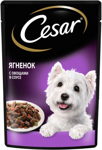 Цезарь пауч для собак из ягненка с овощами 85 гр