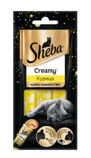 Sheba крем-лакомство для кошек, с курицей 36 гр