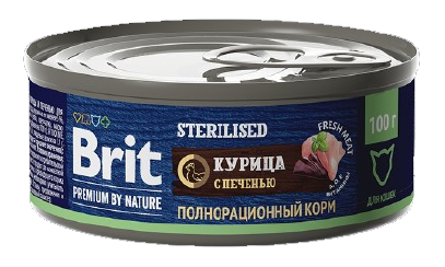 Brit Premium by Nature Sterilised консервы курица с печенью для стерилизованных кошек 100 гр