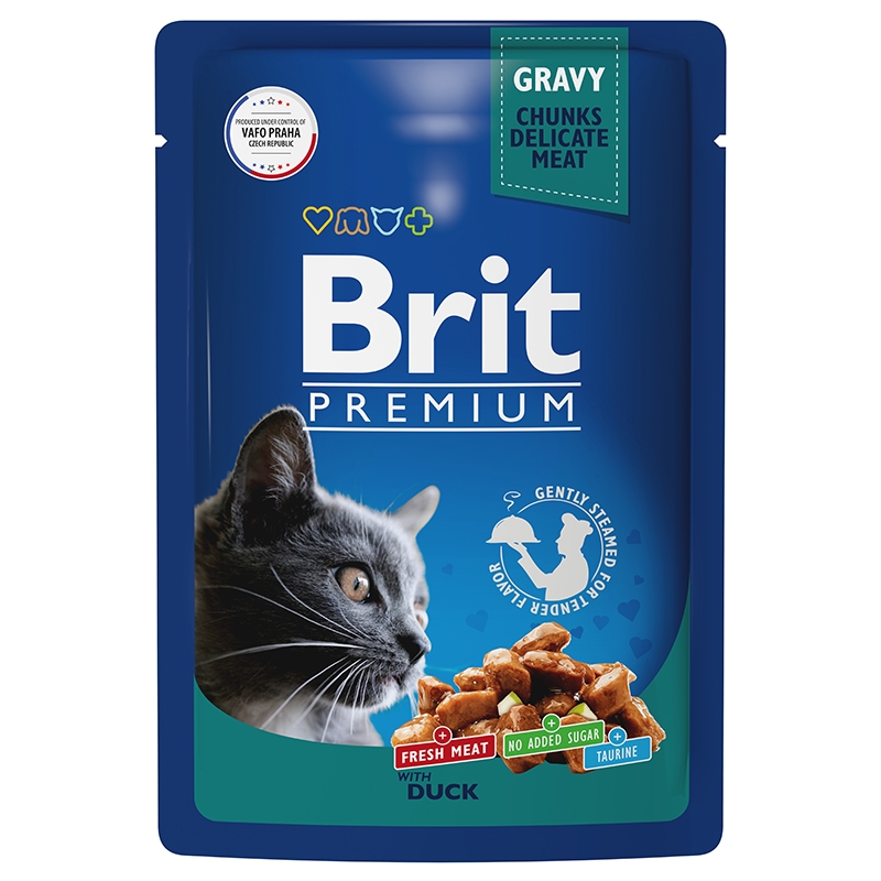Brit Premium Пауч для взрослых кошек утка в соусе 85 гр