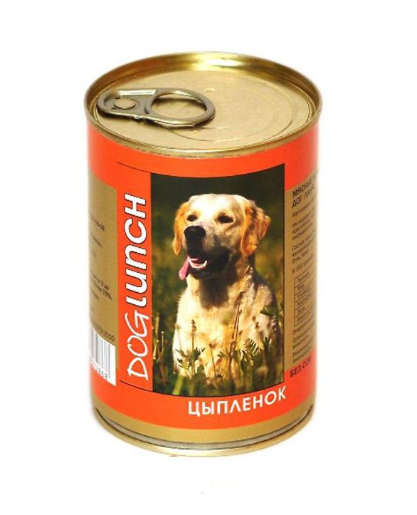 Дог Ланч консервы для собак с цыпленком 410 гр