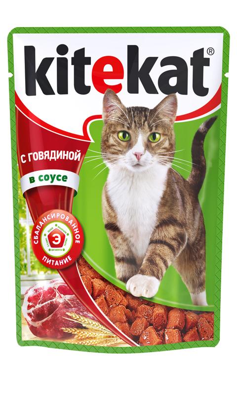 Китекат пакетики для кошек Говядина в соусе 85 гр