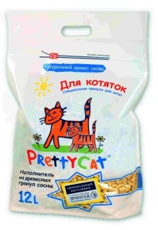 PrettyCat наполнитель древесный для котят Wood Granules