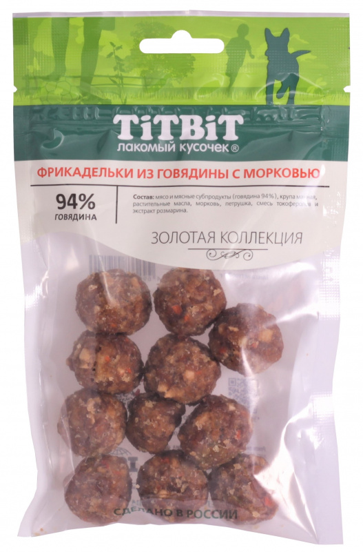 TitBit Фрикадельки из говядины с морковью для собак Золотая коллекция 70 гр