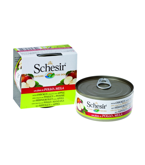 Schesir консервы для собак цыплёнок+яблоко 150 гр