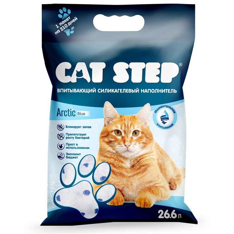 Cat Step Arctic Blue наполнитель впитывающий силикагелевый