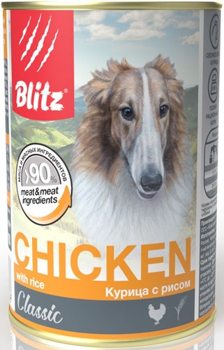Blitz Classic консервы для собак курица с рисом 400 гр
