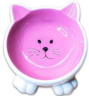 Керамик Арт миска керамическая мордочка кошки на ножках, розовая  100 мл