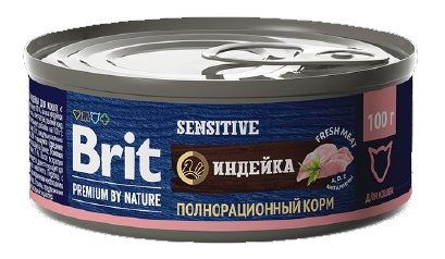 Brit Premium by Nature Sensitive консервы индейка для кошек с чувствительным пищеварением 100 гр
