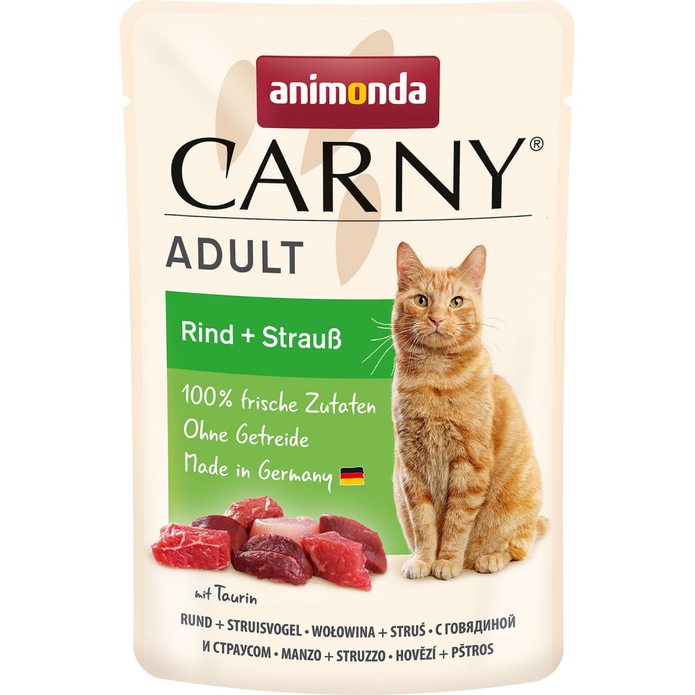 Animonda Carny Adult Beef + Ostrich с говядиной и страусом для взрослых кошек 85 гр