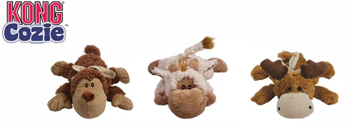 KONG игрушка для собак "Кози Натура" (обезьянка, барашек, лось) плюш, средние 23 см