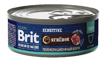 Brit Premium by Nature Sensitive консервы ягненок для кошек с чувствительным пищеварением 100 гр
