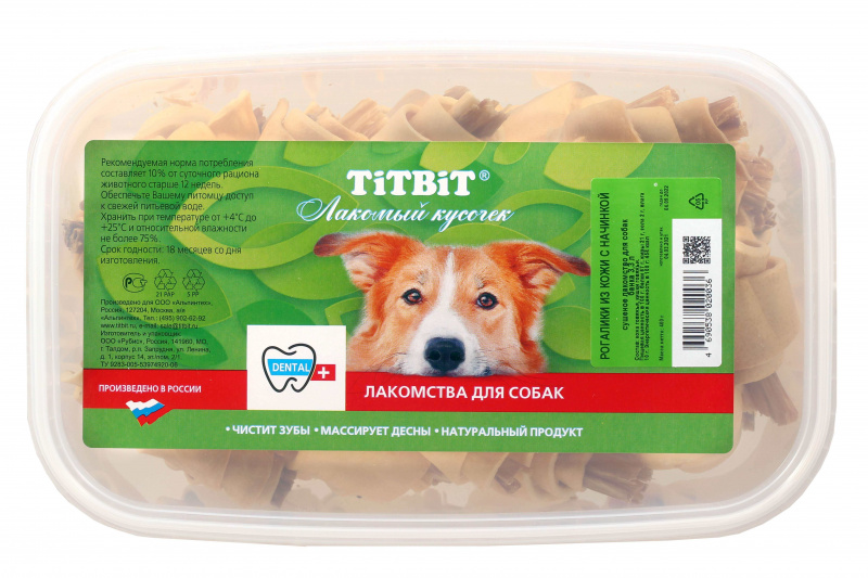 TitBit Рогалики из кожи с начинкой - банка пласт. 3.3 л / 400 гр