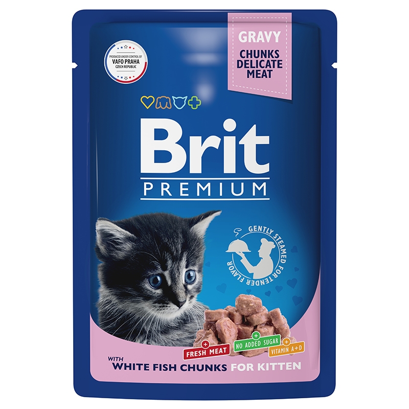 Brit Premium Пауч для котят белая рыба в соусе 85 гр