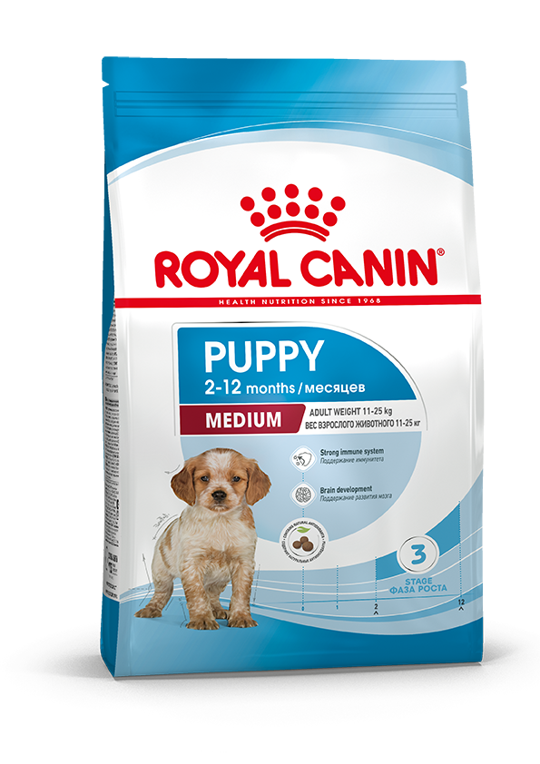 Royal Canin Medium Puppy для щенков средних пород c 2-х до 12 месяцев