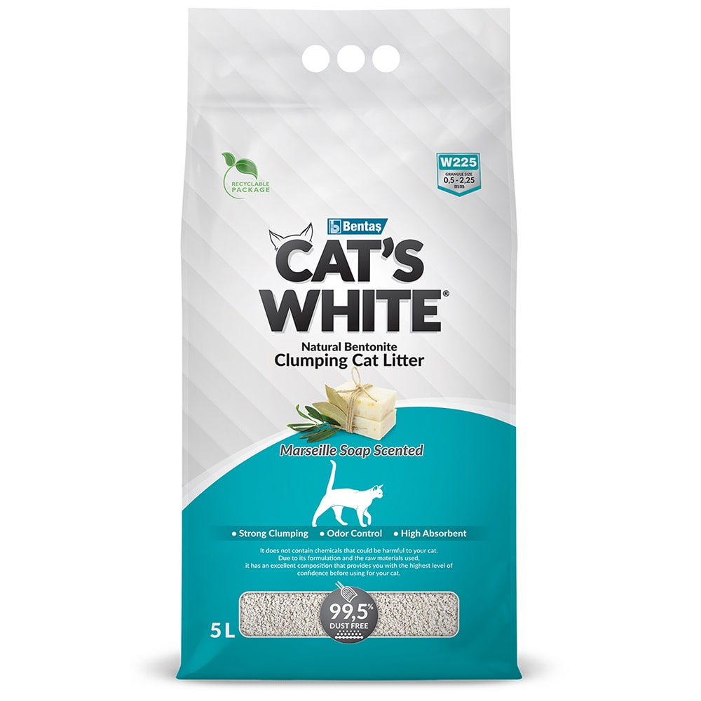 Cat's White Marseille soap комкующийся наполнитель из бентонитовой глины с ароматом марсельского мыла
