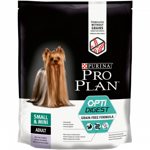 Pro Plan OptiDigest Small & Mini Adult  беззерновой для собак мелких пород с чувствительным пищеварением, индейка