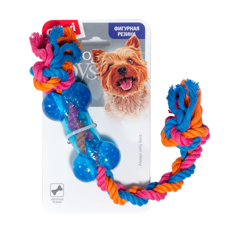 Gigwi игрушка для собак маленькая косточка на веревке 26 см