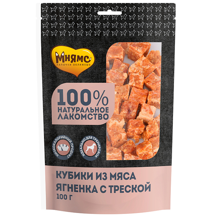 Мнямс для собак кубики из мяса ягненка с треской 100 г