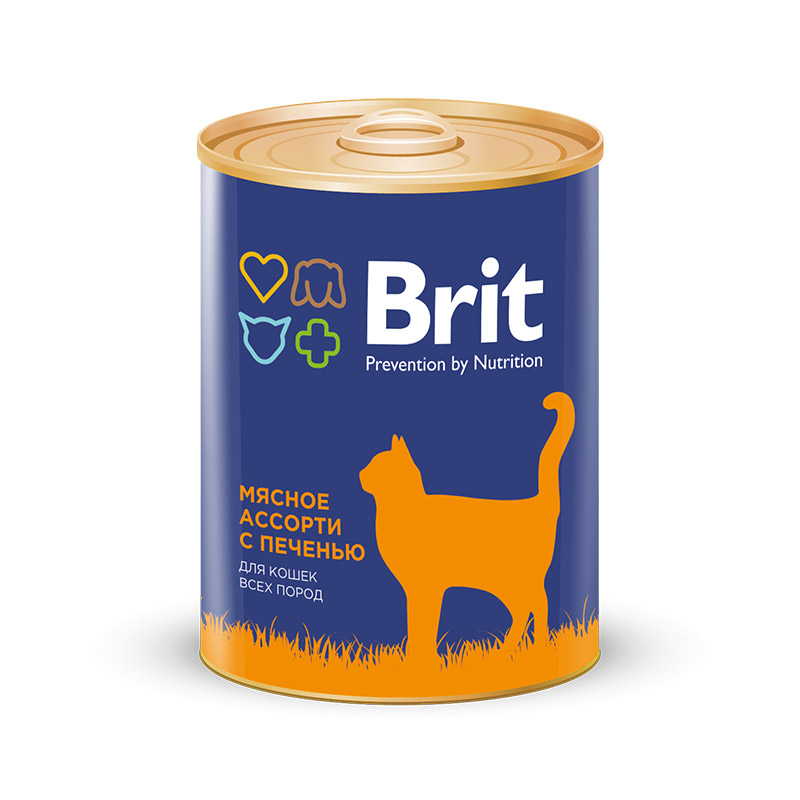 Brit Premium консервы для кошек «Мясное ассорти с печенью» премиум класса 340 гр