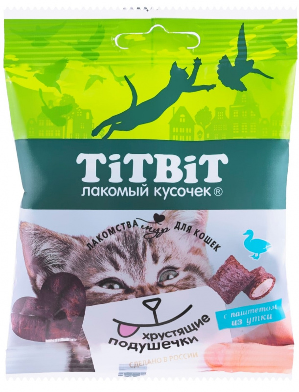 TitBit Хрустящие подушечки для кошек с паштетом из утки 30 гр