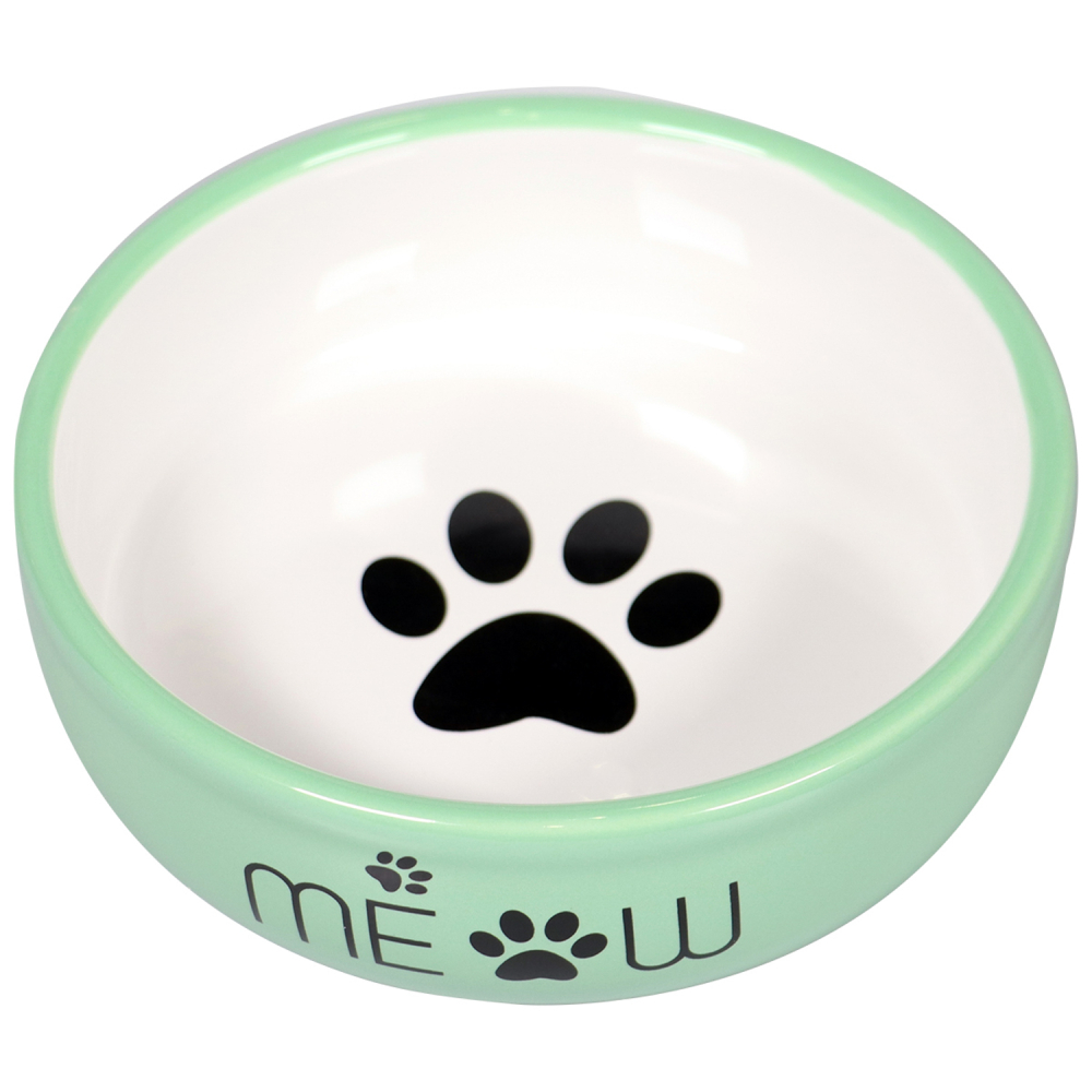 Mr.Kranch миска керамическая для кошек MEOW 380 мл, зеленая