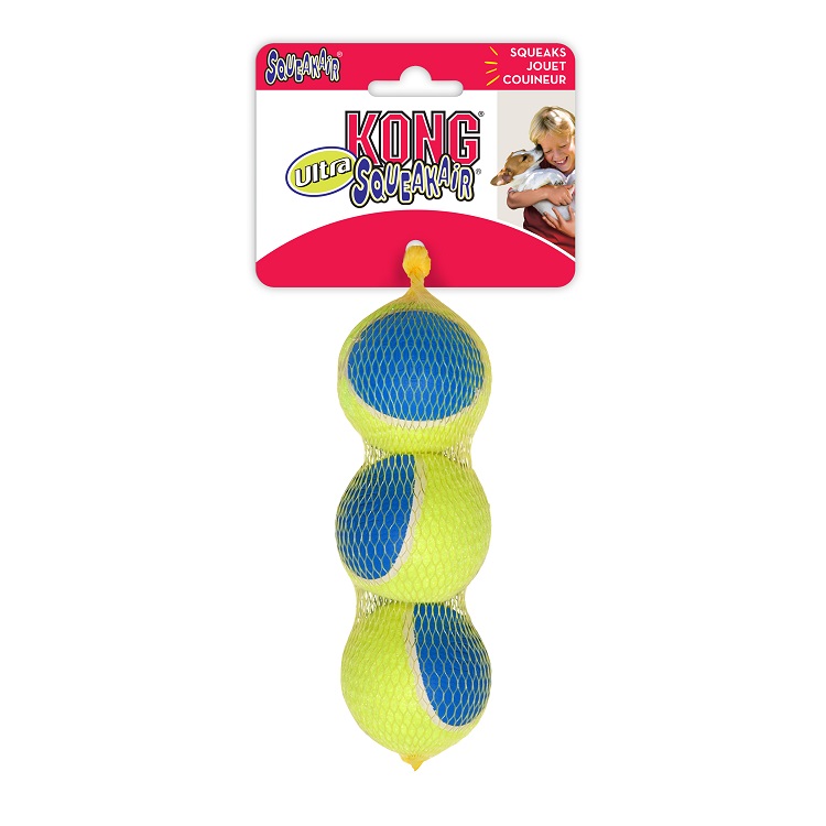 KONG игрушка для собак Ultra Squeak мячик средний 3 шт. в уп. 6 см	