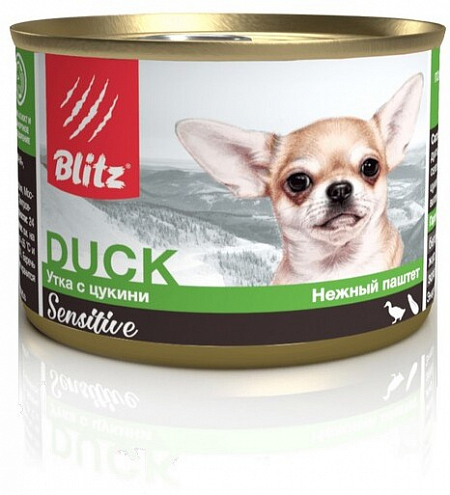 Blitz Sensitive Adult паштет утка с цукини для собак 200 гр