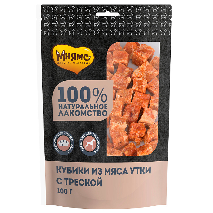 Мнямс для собак кубики из мяса утки c треской 100 г