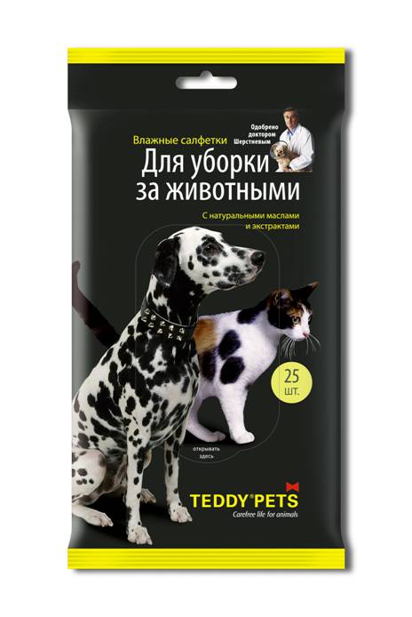 Teddy Pets влажные салфетки для уборки за животными