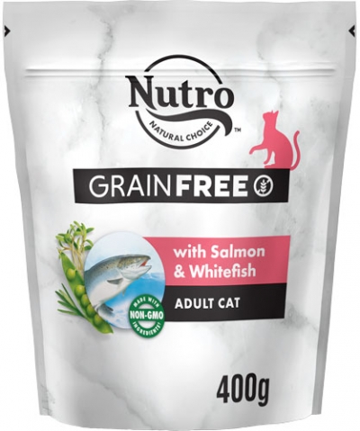 Nutro беззерновой сухой корм для кошек Лососем и белой рыбой и экстрактом розмарина