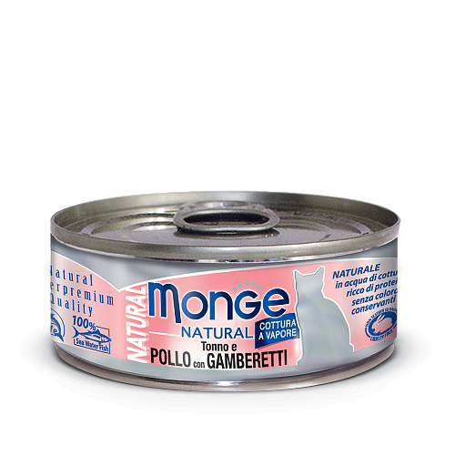 Monge Pollo con Gamberetti консервы с тунцом, курицей и креветками 80 гр