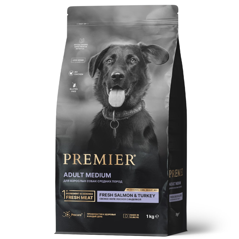 Premier Dog Salmon&Turkey ADULT Medium (        )