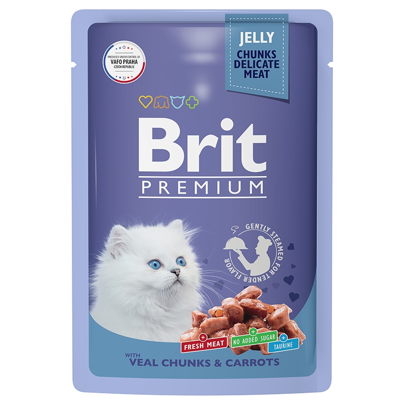 Brit Premium Пауч для котят Телятина с Морковью в желе 85 гр
