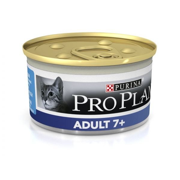 Pro Plan Adult 7+ для кошек сеньор мусс тунец в банке 85 гр