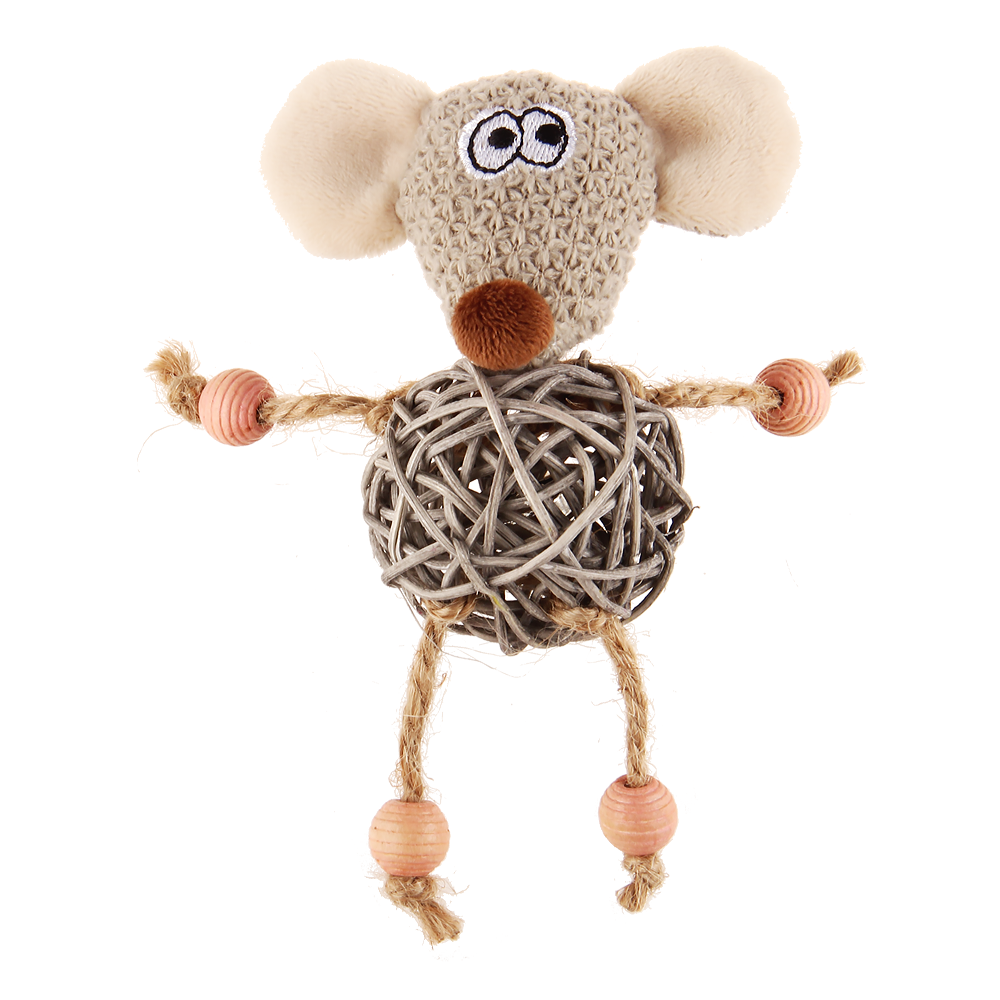Gigwi игрушка мышка с плетеным мячиком с колокольчиком 8 см