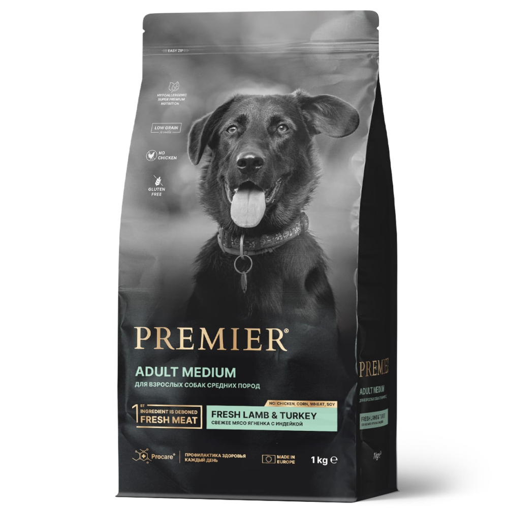 Premier Dog Lamb&Turkey ADULT Medium (Свежее мясо ягненка с индейкой для собак средних пород)