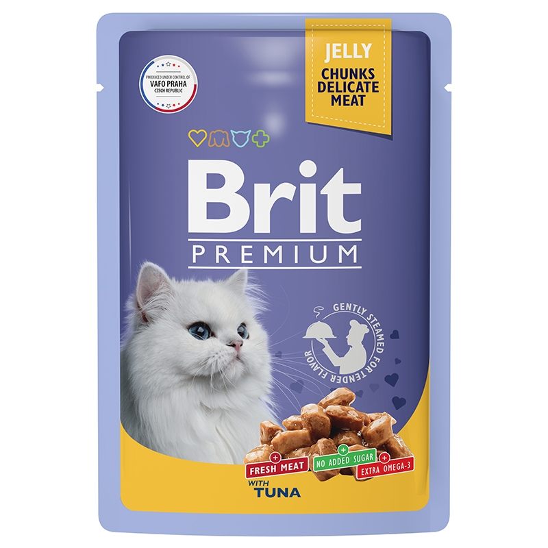 Brit Premium Пауч для взрослых кошек тунец в желе 85 гр