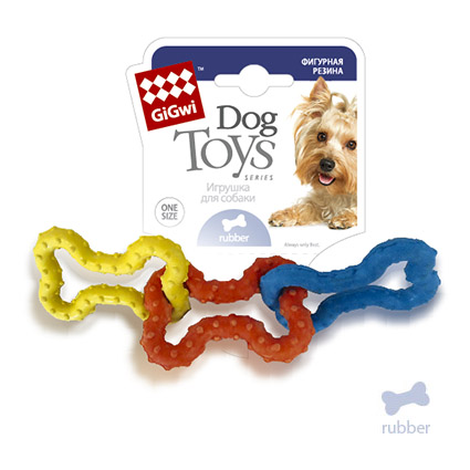 Gigwi игрушка для собак 3 резиновых косточки 15 см