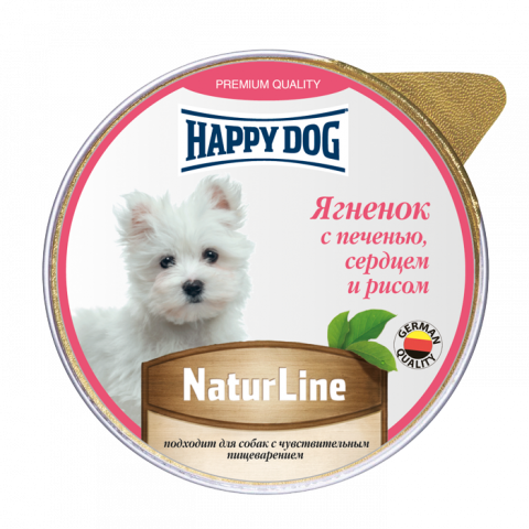 Happy Dog ягненок с печенью, сердцем и рисом паштет (ламистер) 125 гр