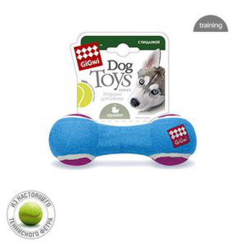 Gigwi игрушка для собак гантель с пищалкой средняя 18 см