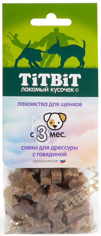 TitBit Снеки для дрессуры с говядиной для щенков 70 гр