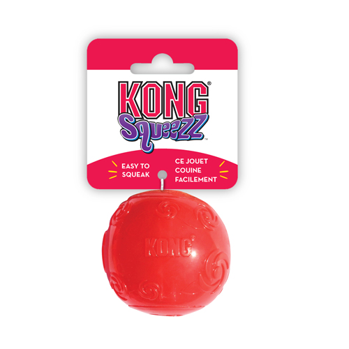 KONG игрушка для собак Сквиз Мячик средний резиновый с пищалкой 6 см