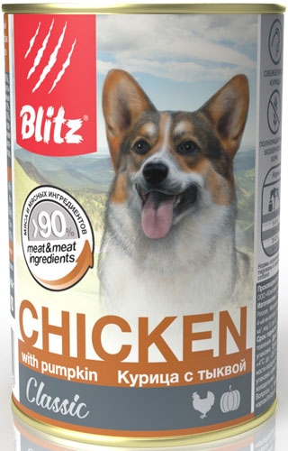 Blitz Classic консервы для собак курица с тыквой 400 гр