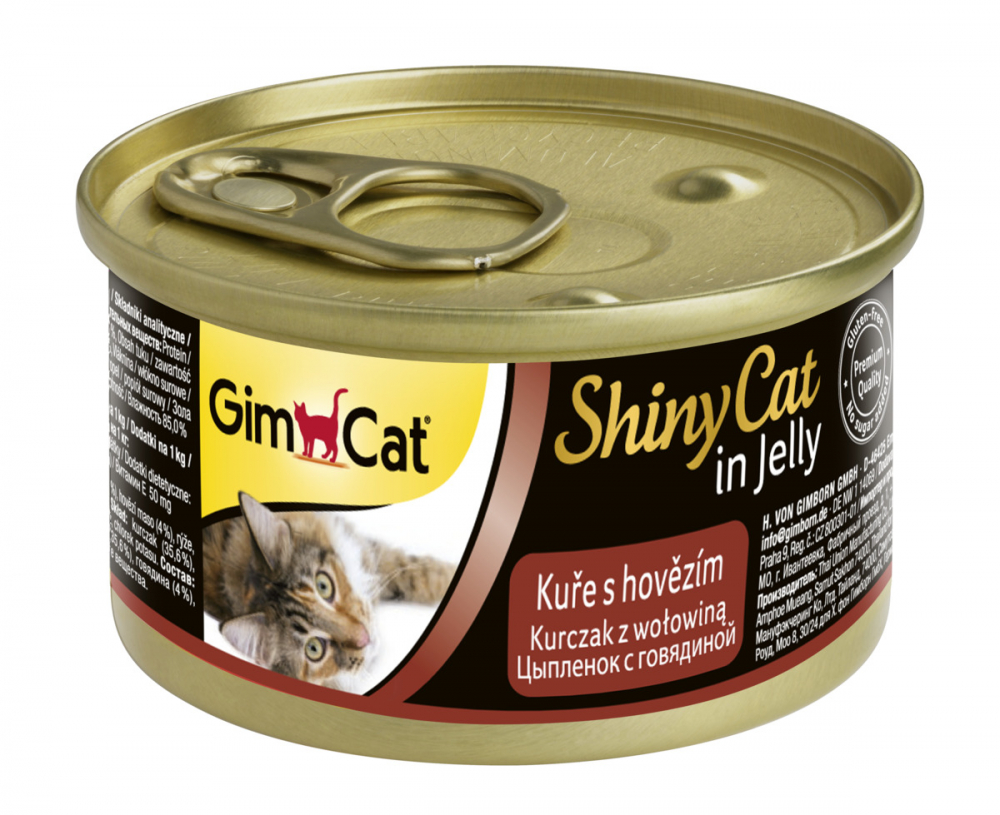 Gim Cat Shiny Cat консервы для кошек из цыпленка с говядиной 70 гр