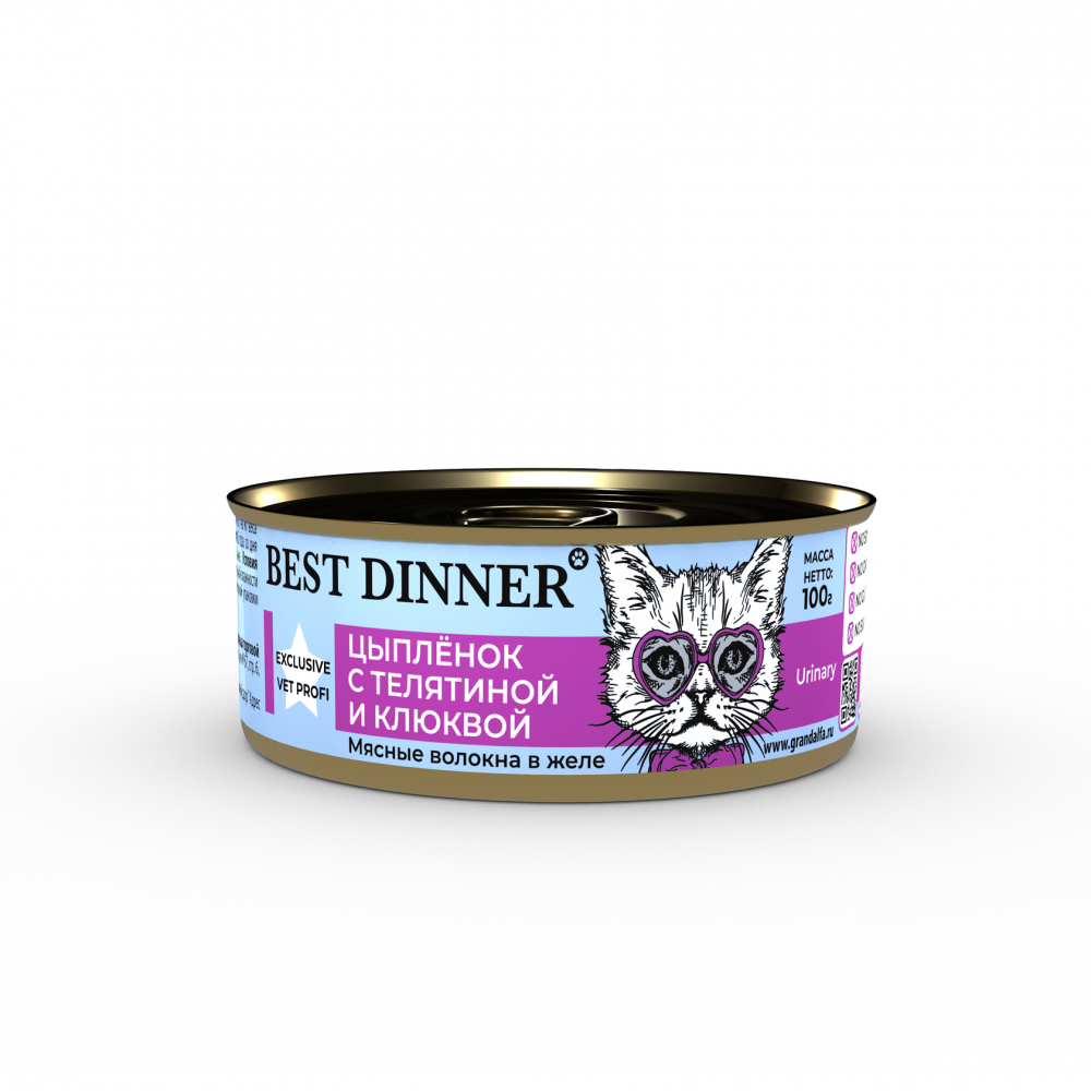 Best Dinner Exclusive Vet Profi Urinary Цыпленок с телятиной и клюквой 100 гр