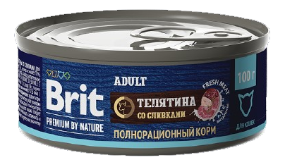 Brit Premium by Nature консервы телятина со сливками для кошек 100 гр