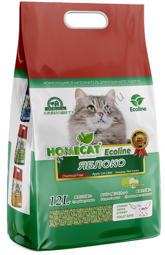 Homecat Ecoline яблоко комкующийся наполнитель для кошачьих туалетов с ароматом яблока