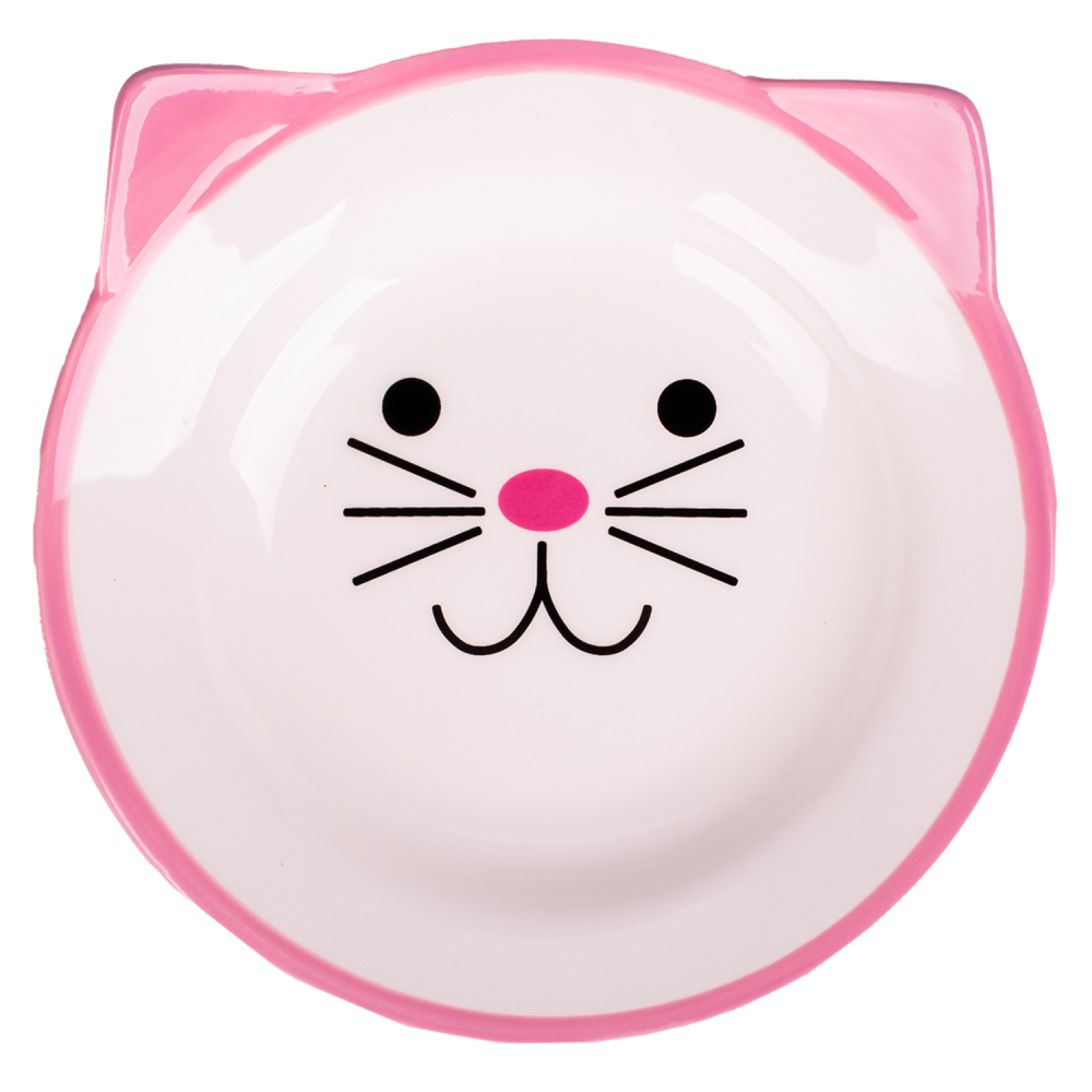 Mr.Kranch миска керамическая для кошек Мордочка кошки 150 мл розовая