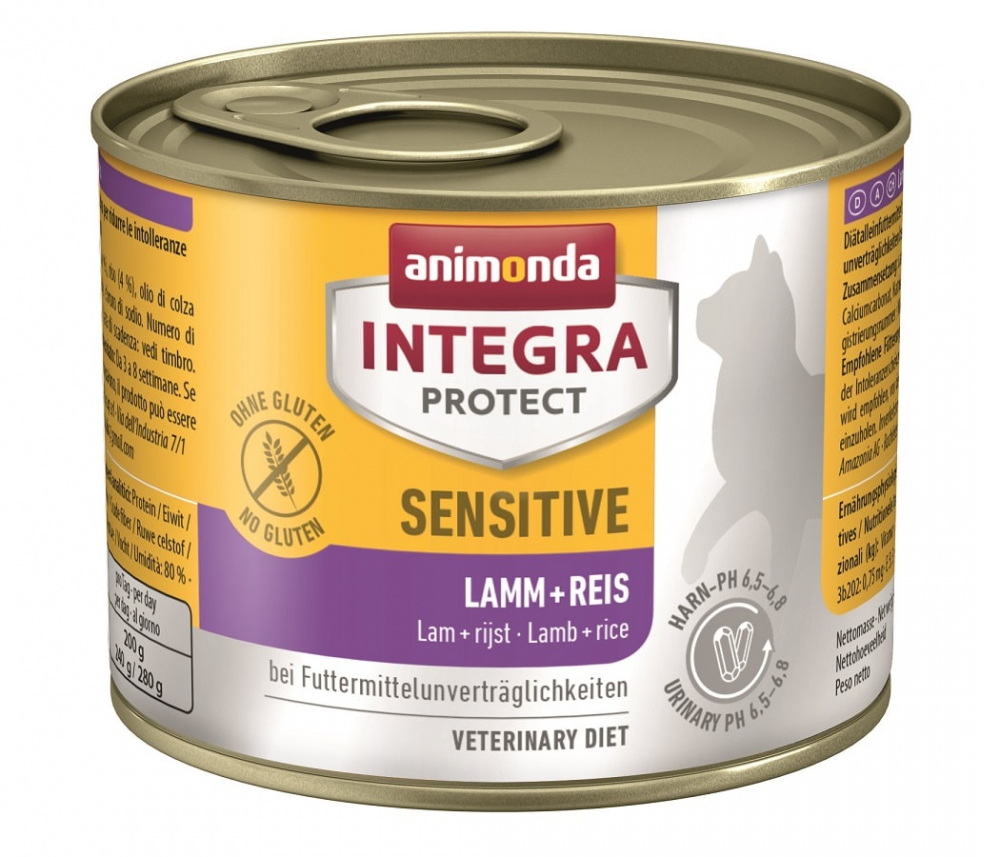 Animonda Integra Protect Cat (банка) Sensitive Lamb & Rice c ягненком и рисом для взрослых кошек при пищевой аллергии 200 гр